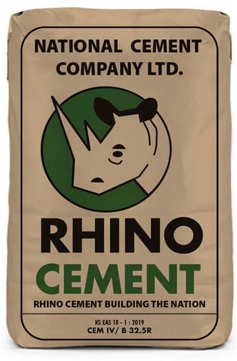 Rhino Cement, KES 650 per bag — 50kg bag · Value option