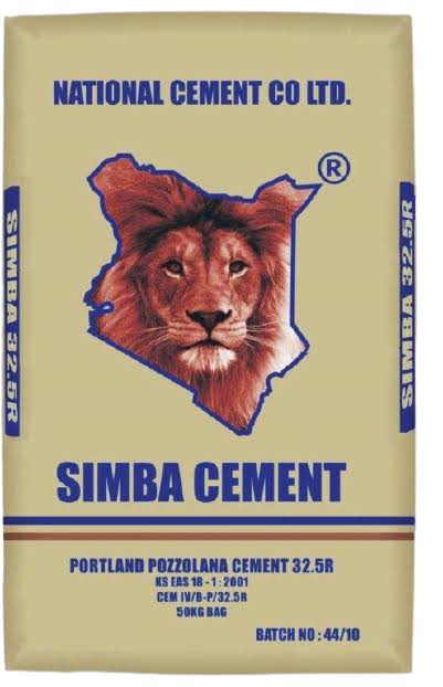 Simba Cement 32.5R, KES 680 per bag — 32.5R · 50kg bag · General purpose
